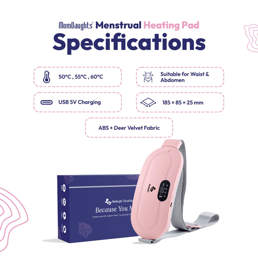 MomDaughts Menstrual Period Heating Pad for Cramps Massage